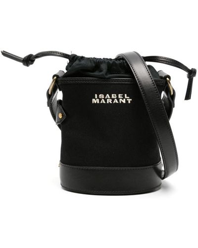 Isabel Marant Small Samara Logo-embroidered Bucket Bag - Black