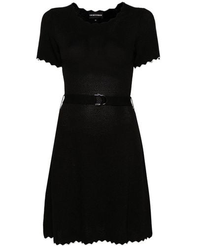 Emporio Armani 3d-knit Belted Minidress - Black