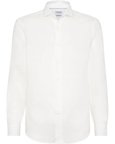 Brunello Cucinelli Buttoned-up Linen Shirt - White