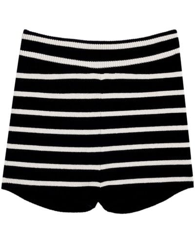 Ami Paris Organic Cotton Striped Shorts - Black