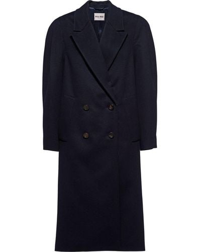 Miu Miu Double-breasted Fitted Coat - Blue