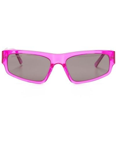 Balenciaga Logo-print Square-frame Sunglasses - Pink