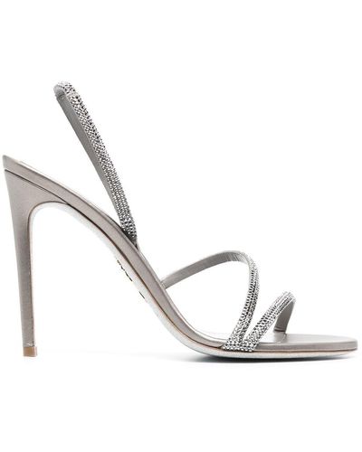 Rene Caovilla 115mm Crystal-embellished Sandals - Metallic