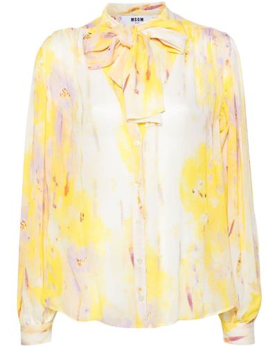 MSGM Abstract-print Shirt - Yellow