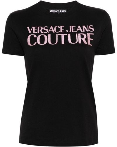 Versace グリッターロゴ Tシャツ - ブラック