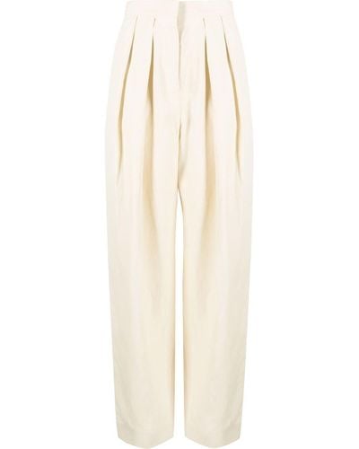 Stella McCartney Pantaloni a vita alta con pieghe - Bianco