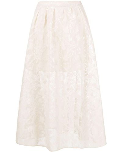 Maje Floral-sequinned A-line midi skirt - Bianco