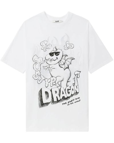 SJYP T-Shirt mit grafischem Print - Weiß