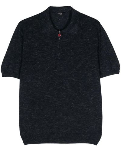 Kiton Mélange Fine-knit Polo Shirt - Black
