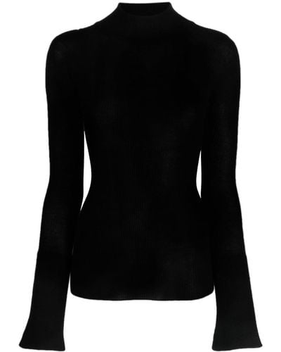 Sa Su Phi High-neck Long-sleeve Sweater - Black