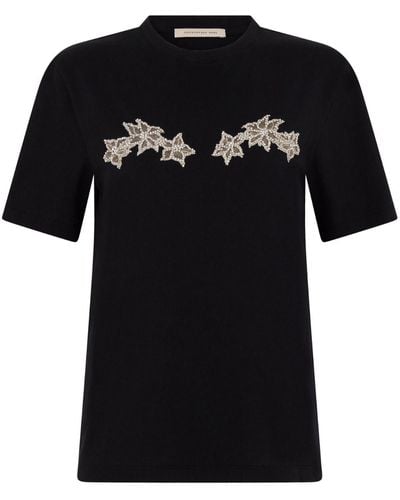 Christopher Kane Floral-appliqué Short-sleeve T-shirt - Black