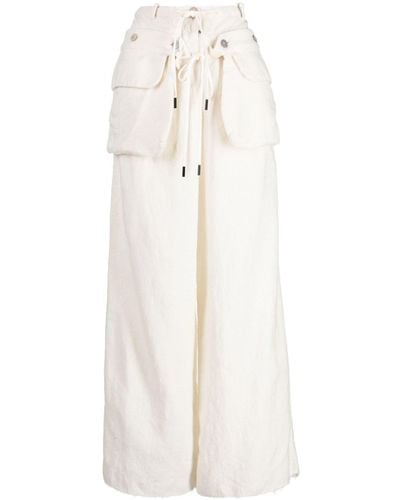 Masnada Pantaloni a gamba ampia con cintura rimovibile - Bianco