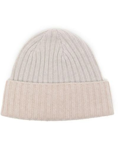 N.Peal Cashmere Ribbed Organic Cashmere Beanie - Natural