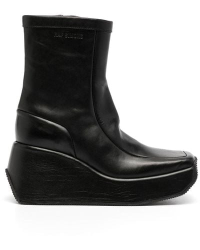 Raf Simons Square-toe Wedge Boots - Black