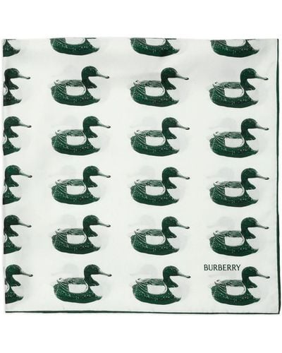 Burberry アニマルプリント シルクスカーフ - グリーン