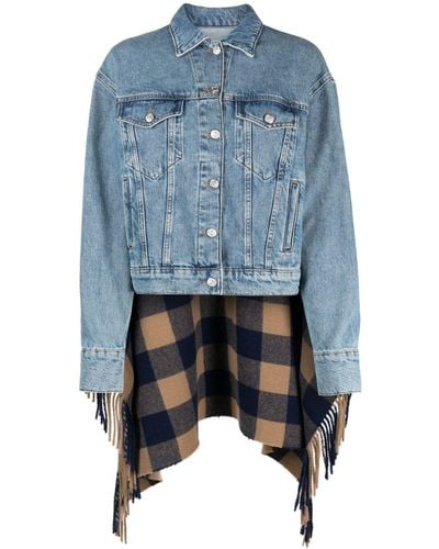 Moschino Jeans Checked-panel Denim Jacket - Blue