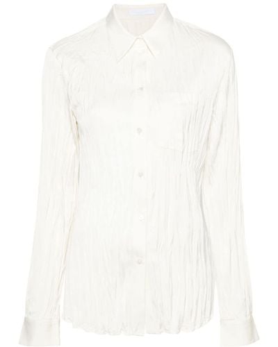Helmut Lang Crease-effect satin shirt - Weiß