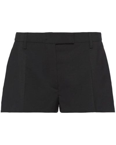 Prada Low-rise Mohair-wool Shorts - Black