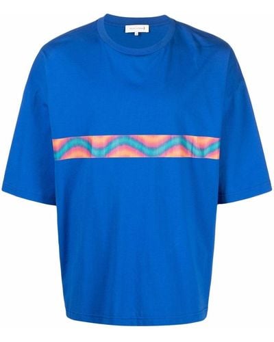 Mackintosh Wave Drop-shoulder T-shirt - Blue