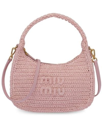 Miu Miu Mini Wander Crochet Shoulder Bag - Pink