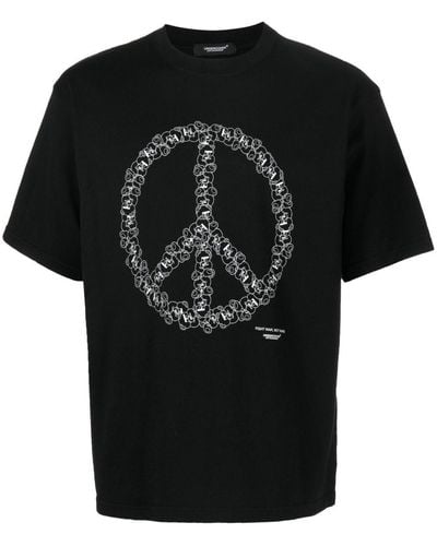 Undercover T-Shirt mit Friedenszeichen - Schwarz
