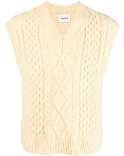 Nanushka V-neck Cable-knit Vest - Natural