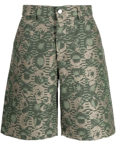 Jacquemus Abstract-embroidery Bermuda Shorts - Green