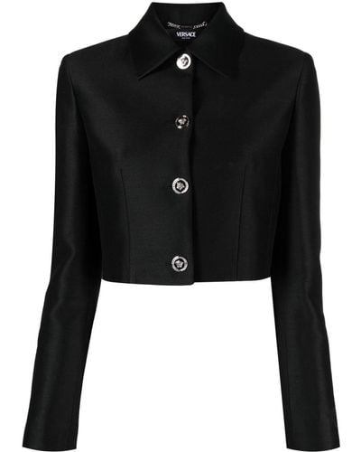 Versace Cropped Button-up Jacket - Black