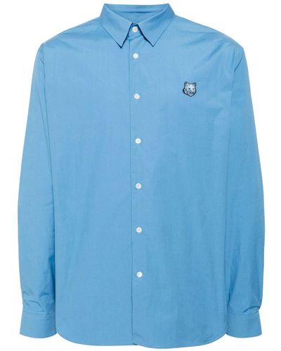 Maison Kitsuné Fox Head Cotton Shirt - Blue