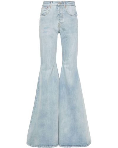 Vetements Logo-embroidered Cotton Flared Jeans - Blue