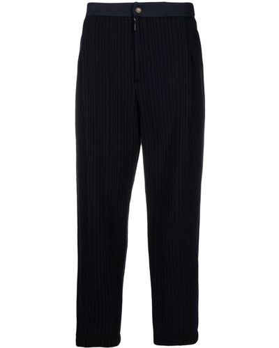 Giorgio Armani Pleated Quilted Tapered Pants - Blue