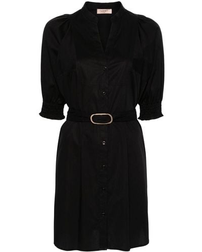 Twin Set Belted Poplin Shirtdress - Black