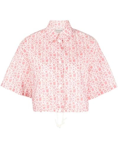 Moncler Cropped-Hemd mit Logo-Print - Pink