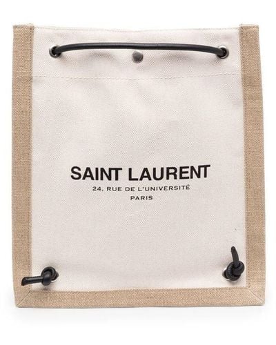 Saint Laurent Canvas Drawstring Backpack - Natural