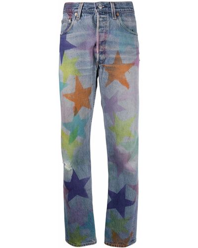 Collina Strada X Levi's Star-print Straight-leg Jeans - Blue