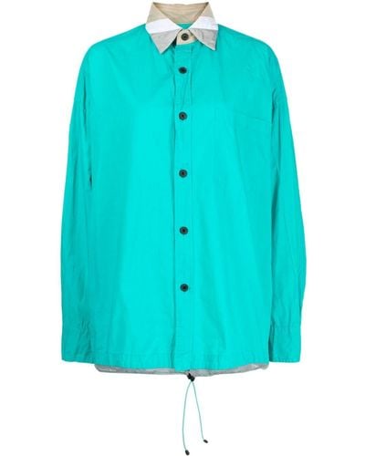 Kolor Contrast-collar Cotton Shirt - Blue