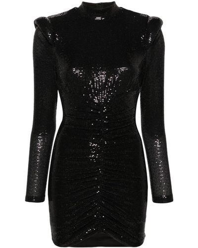 Nissa Sequined Ruched Minidress - Black