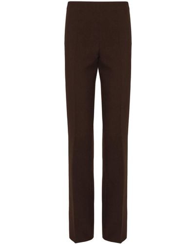 Ferragamo Pleat-detail Straight-leg Trousers - Brown