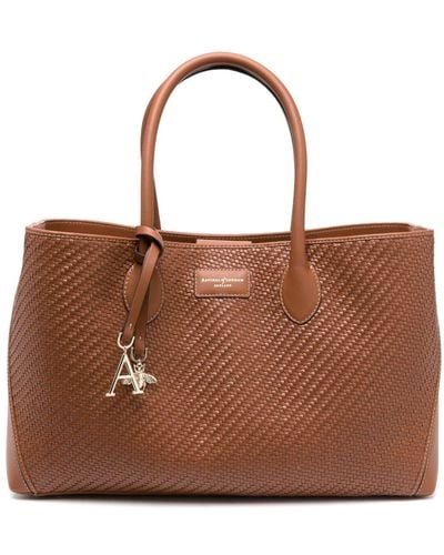 Aspinal of London London Weave Leather Tote Bag - Brown