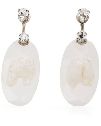 Simone Rocha Boucles d'oreilles pendantes serties de perles - Blanc