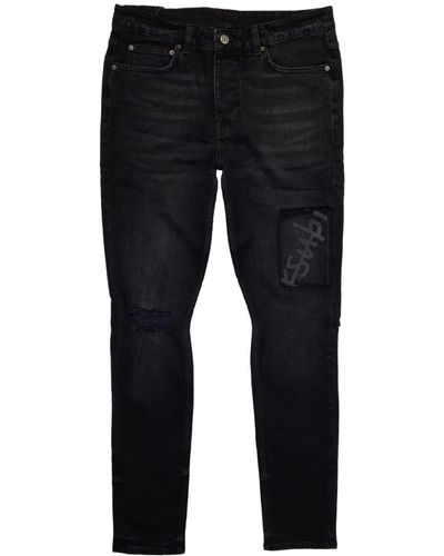 Ksubi Straight-Leg-Jeans mit Tragefalten - Blau