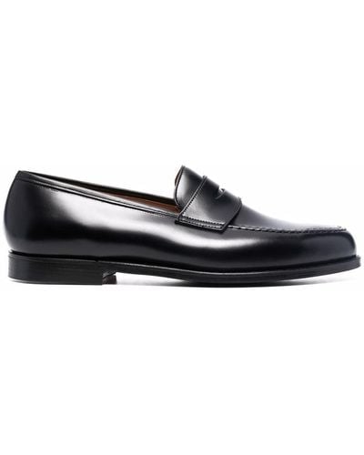 Crockett & Jones Almond-toe Leather Loafers - Black