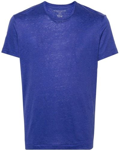 Majestic Filatures T-shirt en lin à col rond - Bleu