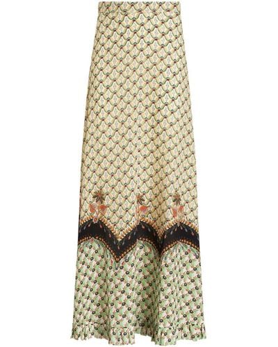 Etro Floral-print Straight Skirt - Natural
