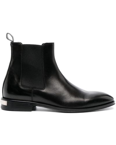 Roberto Cavalli Engraved-logo Leather Boots - Black