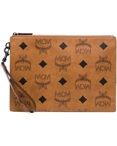 MCM Pochette Aren à imprimé Visetos - Marron