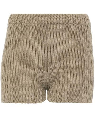 Max Mara Cotton Knitted Shorts - Natural