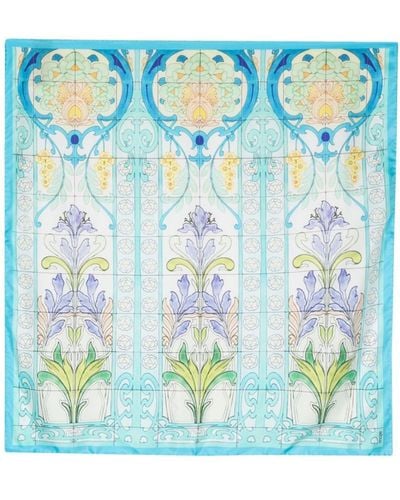 Maje Foulard en soie à imprimé Mosaic - Bleu