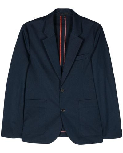 PS by Paul Smith Single-breasted Cotton Blend Blazer - Blue