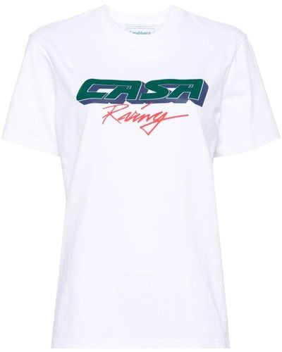 Casablancabrand Racing Screen Katoenen T-shirt - Wit